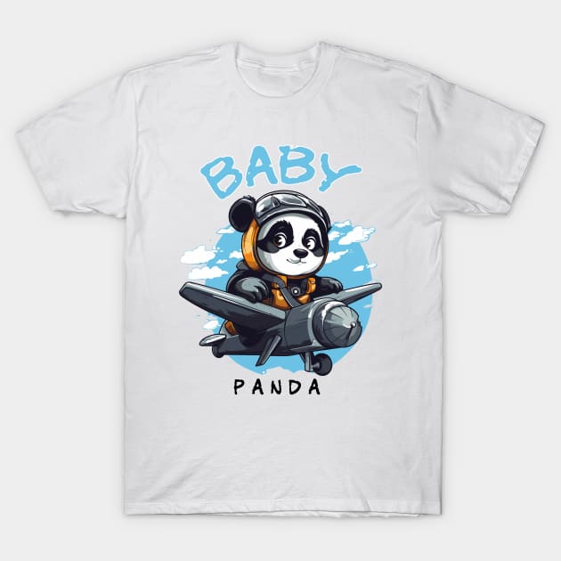 Panda Driving a Plane T-Shirt by Yopi